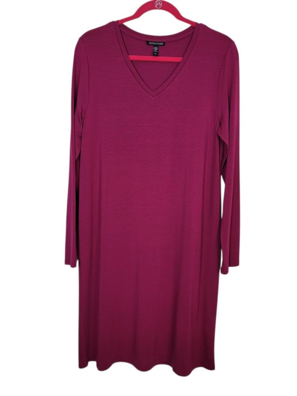Eileen Fisher Berry T-Shirt Dress V-Neck Tencel Lyocell Sz Small Casual Comfort